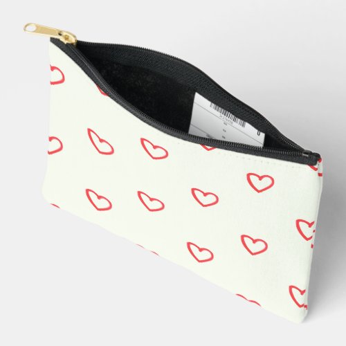 Red Hearts Pattern Cute Love Accessory Pouch