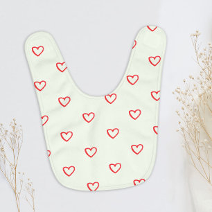 Red Hearts Pattern, Cute, Love Baby Bib