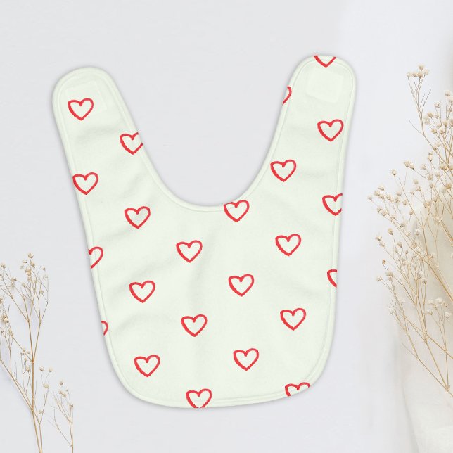 Red Hearts Pattern, Cute, Love Baby Bib (Creator Uploaded)