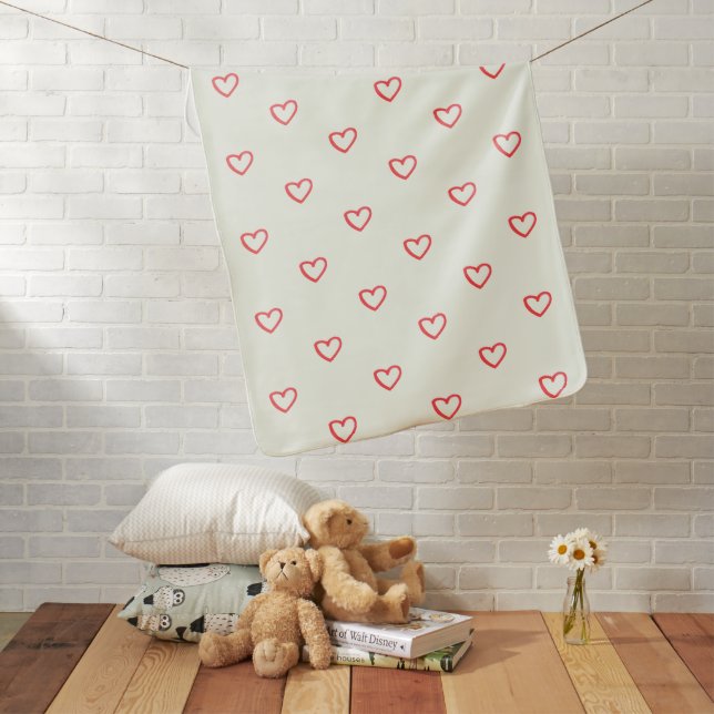 Red Hearts Pattern, Cute, Love Baby Blanket (In Situ)