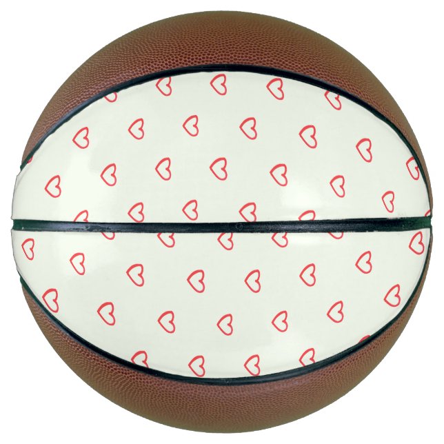 Red Hearts Pattern, Cute, Love Basketball (Front)