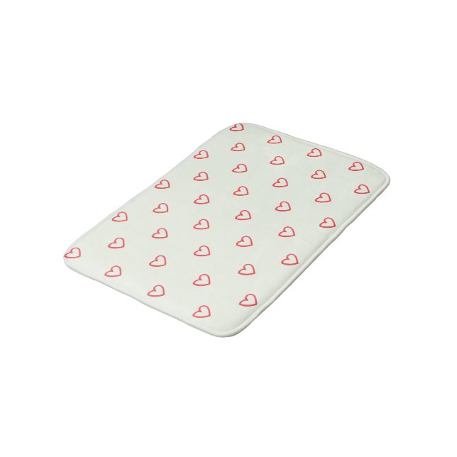 Red Hearts Pattern, Cute, Love Bath Mat (Angled)