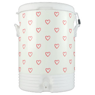 Red Hearts Pattern, Cute, Love Beverage Cooler