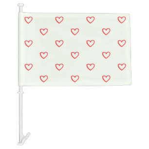 Red Hearts Pattern, Cute, Love Car Flag