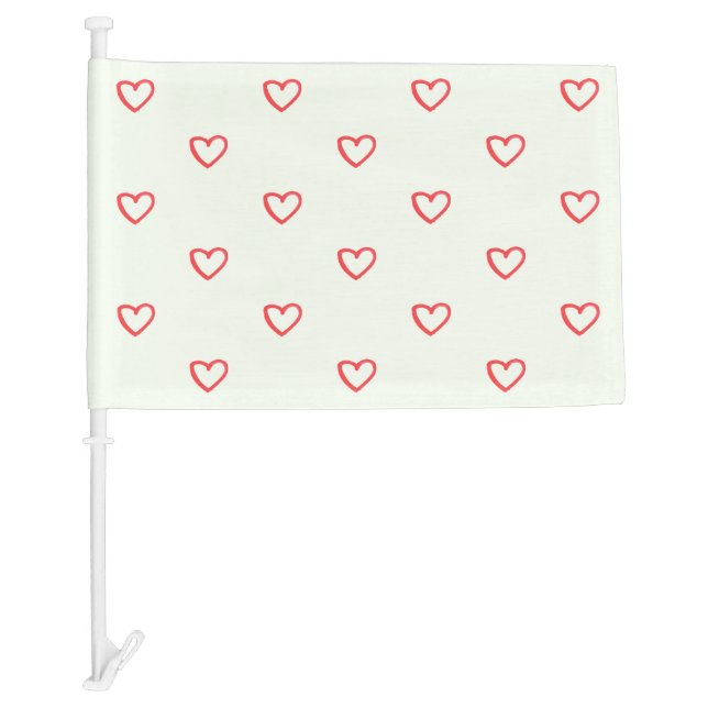 Red Hearts Pattern, Cute, Love Car Flag (Front)