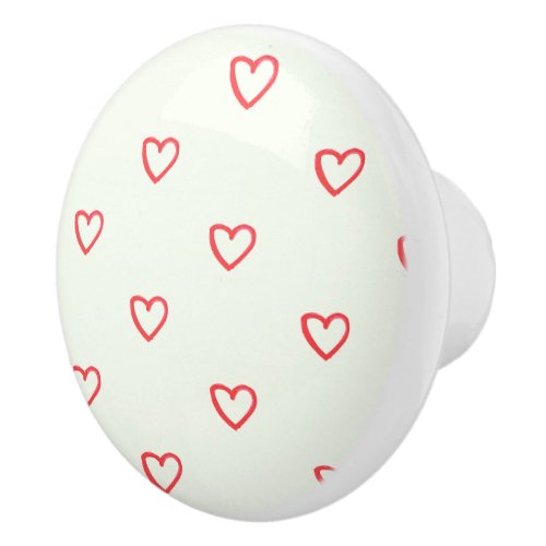 Red Hearts Pattern Cute Love Ceramic Knob