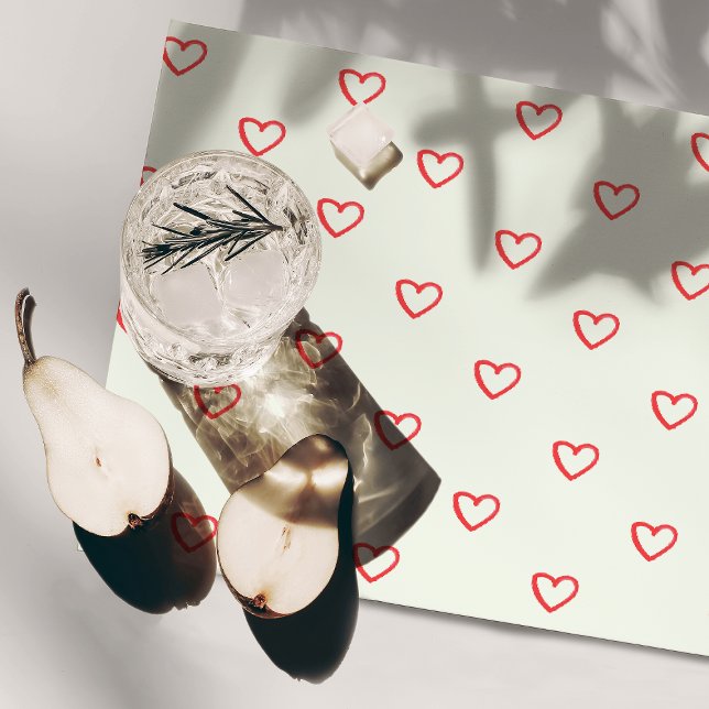 Red Hearts Pattern, Cute, Love Cloth Placemat (Creator Uploaded)