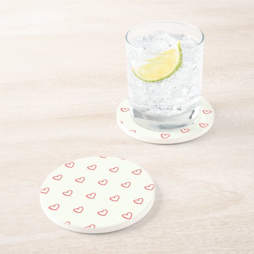 Red Hearts Pattern Cute Love Coaster