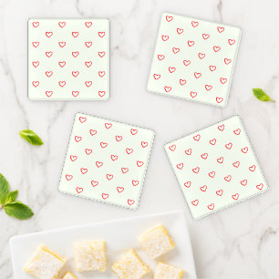 Red Hearts Pattern, Cute, Love Coaster Set