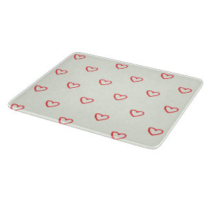 Red Hearts Pattern, Cute, Love Cutting Board