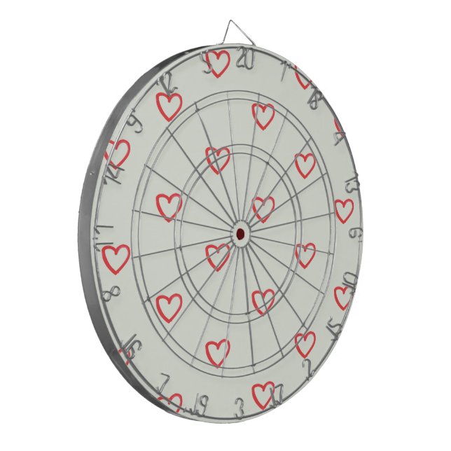Red Hearts Pattern, Cute, Love Dart Board (Front Left)
