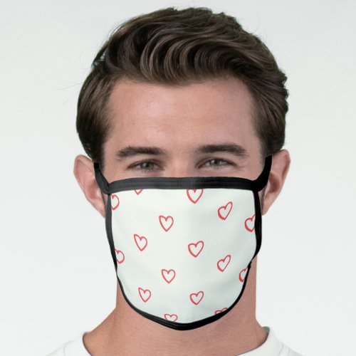 Red Hearts Pattern Cute Love Face Mask