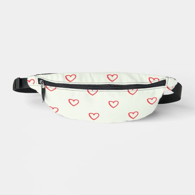 Red Hearts Pattern, Cute, Love Fanny Pack (Front)