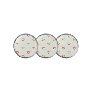 Red Hearts Pattern, Cute, Love Golf Ball Marker