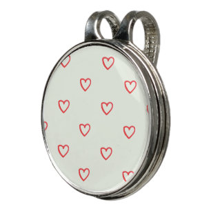 Red Hearts Pattern, Cute, Love Golf Hat Clip