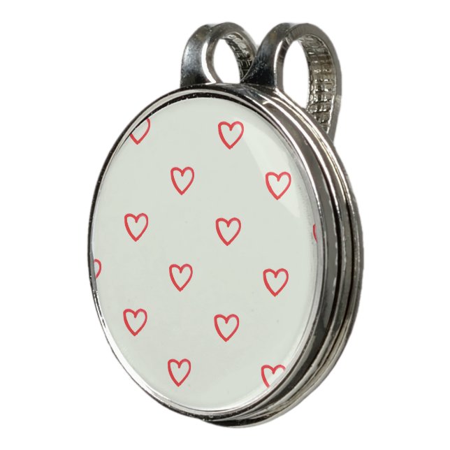 Red Hearts Pattern, Cute, Love Golf Hat Clip (3/4)