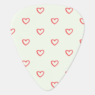 Red Hearts Pattern, Cute, Love Guitar Pick