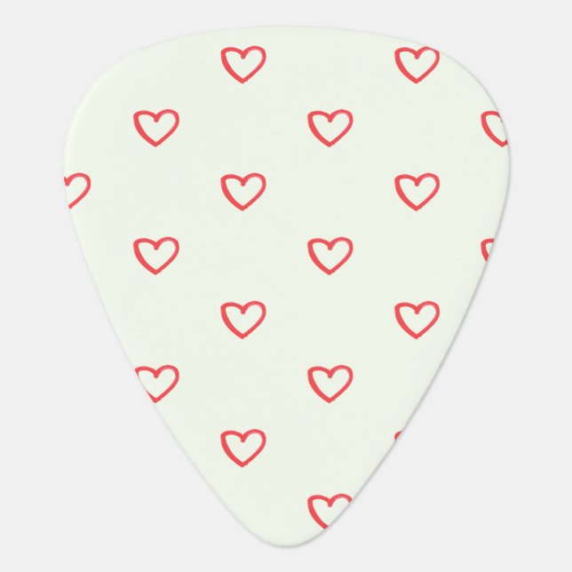 Red Hearts Pattern, Cute, Love Guitar Pick (Front)