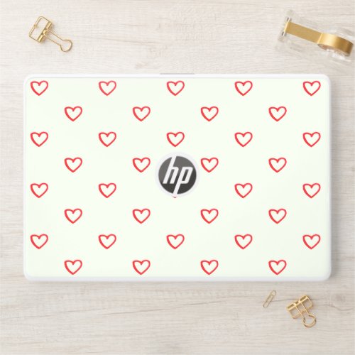 Red Hearts Pattern Cute Love HP Laptop Skin