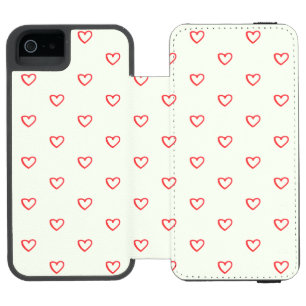 Red Hearts Pattern, Cute, Love iPhone SE/5/5s Wallet Case