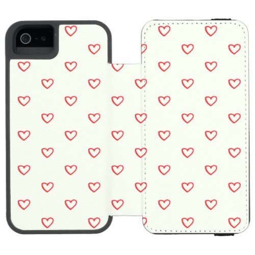 Red Hearts Pattern Cute Love iPhone SE55s Wallet Case