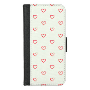 Red Hearts Pattern, Cute, Love iPhone 8/7 Wallet Case