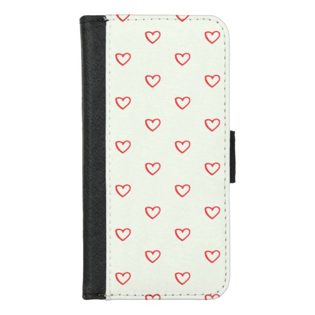 Red Hearts Pattern, Cute, Love iPhone Wallet Case (Front)