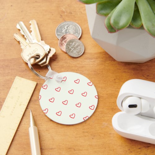 Red Hearts Pattern Cute Love Keychain