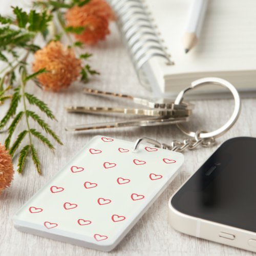 Red Hearts Pattern Cute Love Keychain