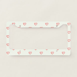 Red Hearts Pattern, Cute, Love License Plate Frame