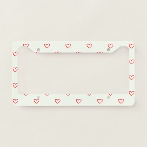 Red Hearts Pattern Cute Love License Plate Frame