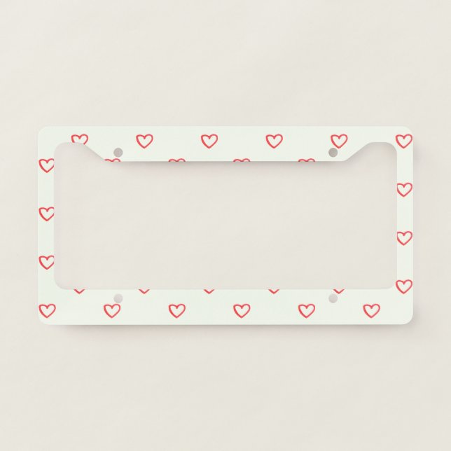 Red Hearts Pattern, Cute, Love License Plate Frame (Front)
