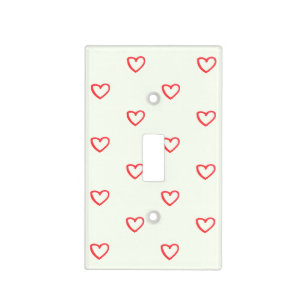 Red Hearts Pattern, Cute, Love Light Switch Cover