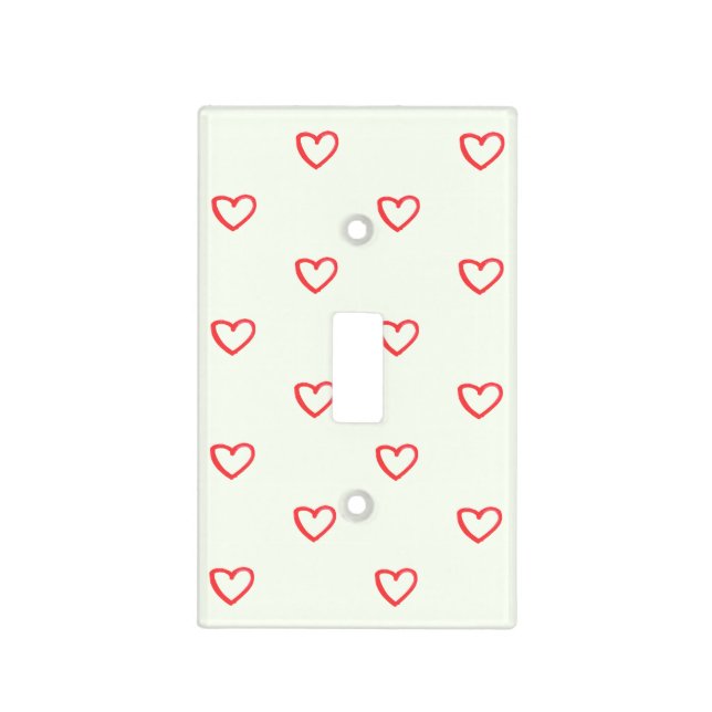 Red Hearts Pattern, Cute, Love Light Switch Cover (Front)