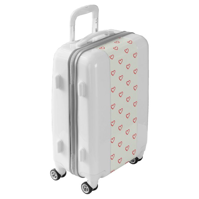 Red Hearts Pattern, Cute, Love Luggage (Rotated Left)