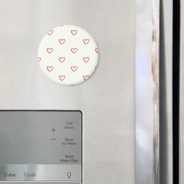 Red Hearts Pattern, Cute, Love Magnet (In Situ (Fridge))