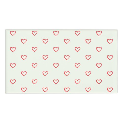 Red Hearts Pattern Cute Love Name Tag