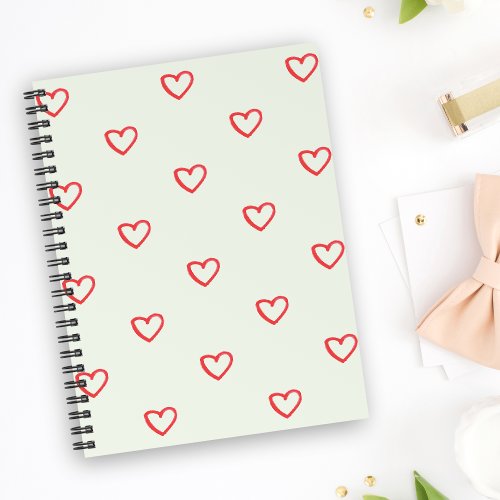 Red Hearts Pattern Cute Love Notebook
