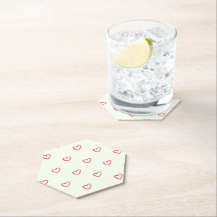 Red Hearts Pattern, Cute, Love Paper Coaster