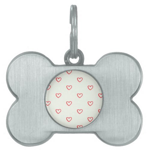 Red Hearts Pattern Cute Love Pet ID Tag