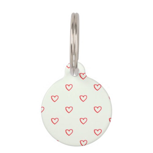 Red Hearts Pattern Cute Love Pet ID Tag