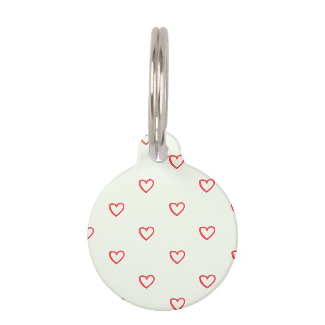 Red Hearts Pattern, Cute, Love Pet ID Tag (Front)