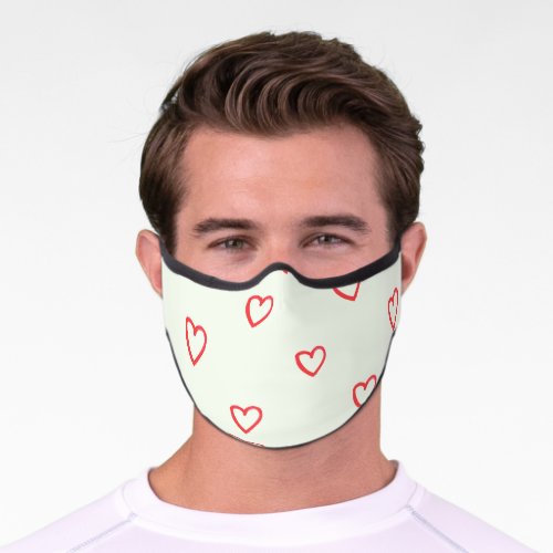 Red Hearts Pattern Cute Love Premium Face Mask