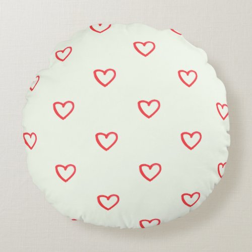 Red Hearts Pattern Cute Love Round Pillow