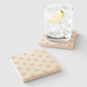 Red Hearts Pattern, Cute, Love Stone Coaster