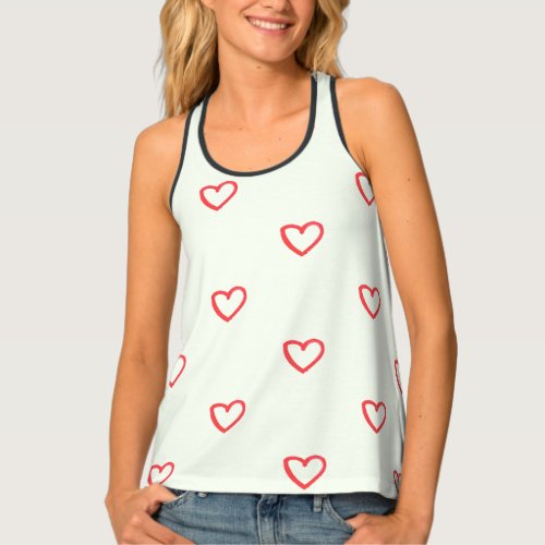 Red Hearts Pattern Cute Love Tank Top