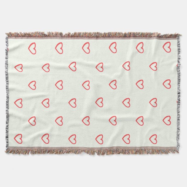 Red Hearts Pattern, Cute, Love Throw Blanket (Front)