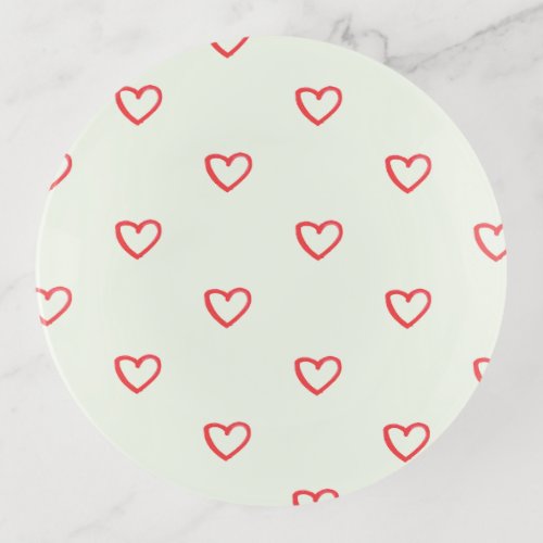 Red Hearts Pattern Cute Love Trinket Tray