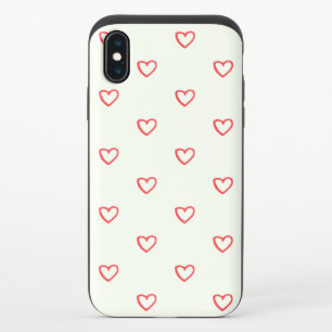 Red Hearts Pattern, Cute, Love iPhone XS Slider Case