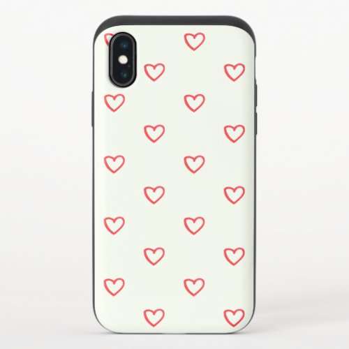 Red Hearts Pattern Cute Love iPhone XS Slider Case